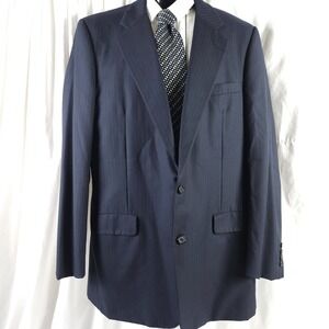 Hickey Freeman Navy Pinstripe 100% Wool 2-Button‎ Sports Coat Men's 44L